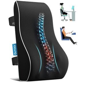 Qutool Ergonomic Lumbar Support Pillow Mesh Back Cushion Office Chair Car Seat